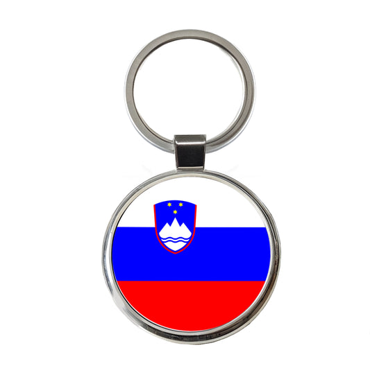 Slovenia Country Flag Round Metal Keychain