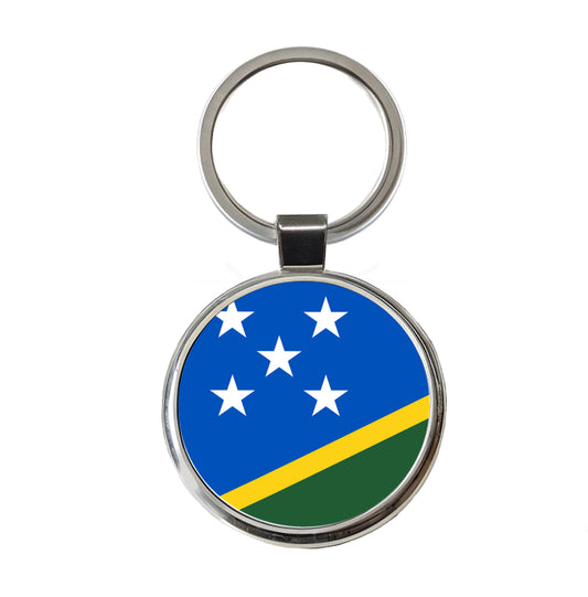 Solomon Islands Country Flag Round Metal Keychain