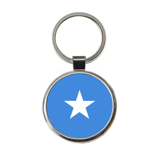 Somalia Country Flag Round Metal Keychain