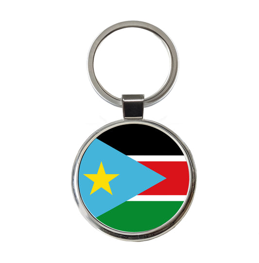 South Sudan Country Flag Round Metal Keychain
