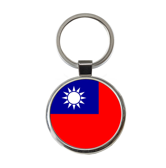 Taiwan Country Flag Round Metal Keychain