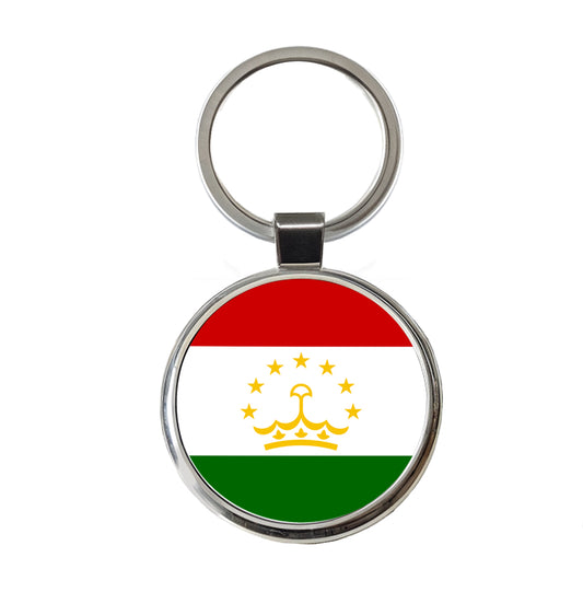 Tajikistan Country Flag Round Metal Keychain