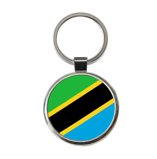 Tanzania, United Republic of Country Flag Round Metal Keychain