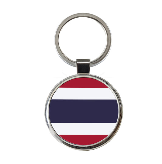 Thailand Country Flag Round Metal Keychain