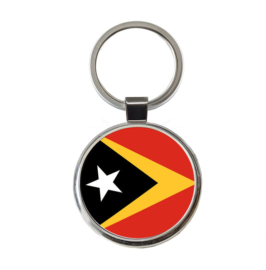 Timor-Leste Country Flag Round Metal Keychain
