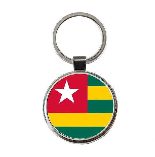 Togo Country Flag Round Metal Keychain