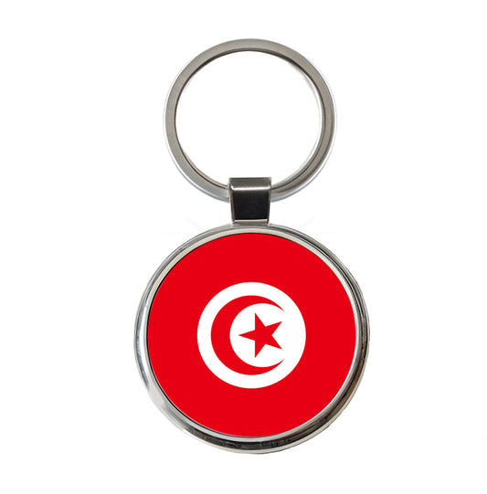 Tunisia Country Flag Round Metal Keychain