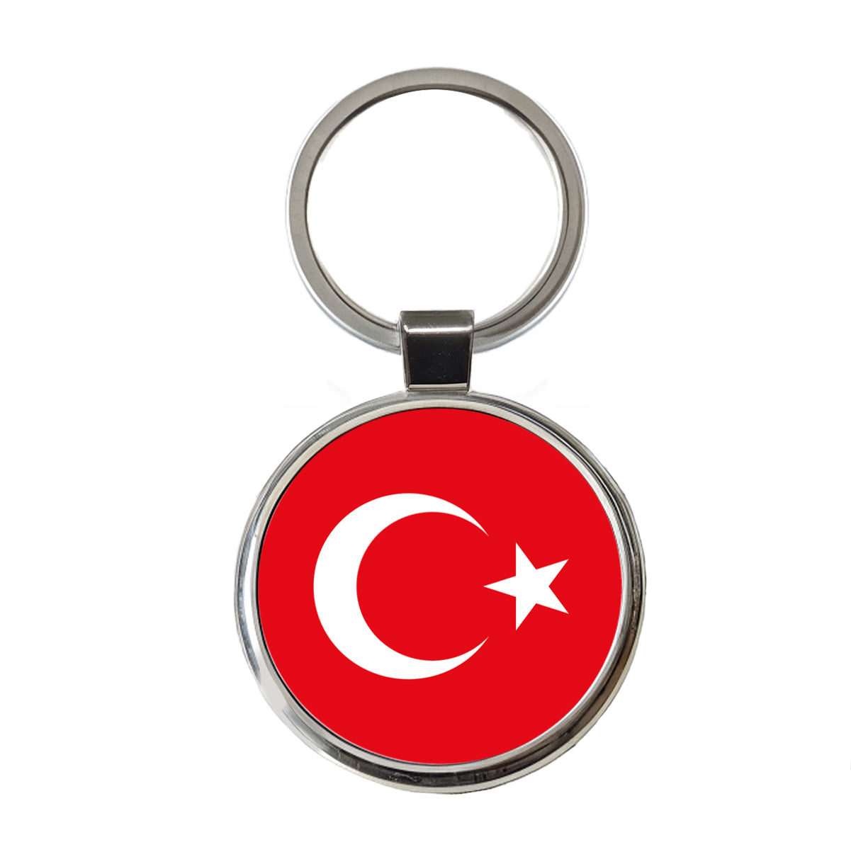 Turkey Country Flag Round Metal Keychain
