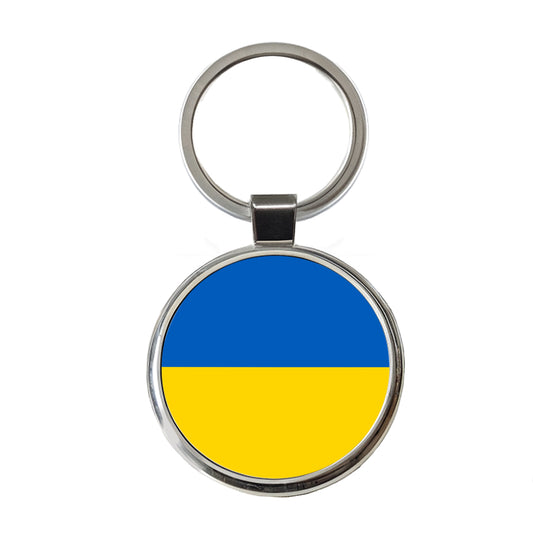 Ukraine Country Flag Round Metal Keychain