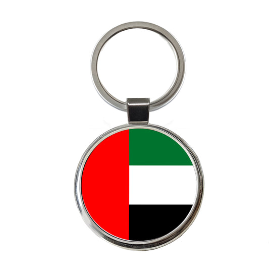 United Arab Emirates Country Flag Round Metal Keychain