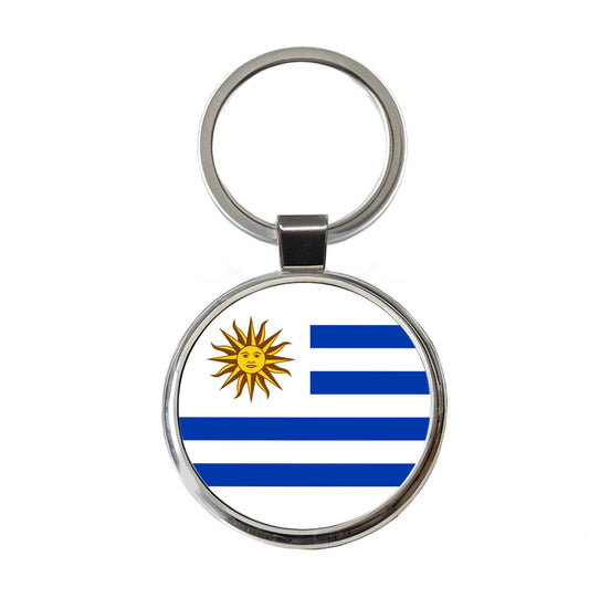 Uruguay Country Flag Round Metal Keychain