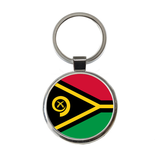 Vanuatu Country Flag Round Metal Keychain