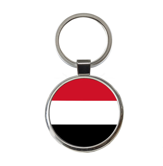 Yemen Country Flag Round Metal Keychain