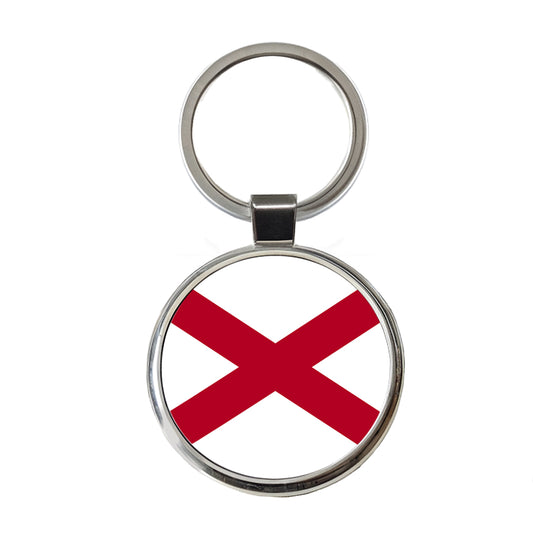Alabama AL State Flag Round Metal Keychain