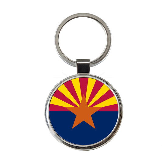 Arizona AZ State Flag Round Metal Keychain