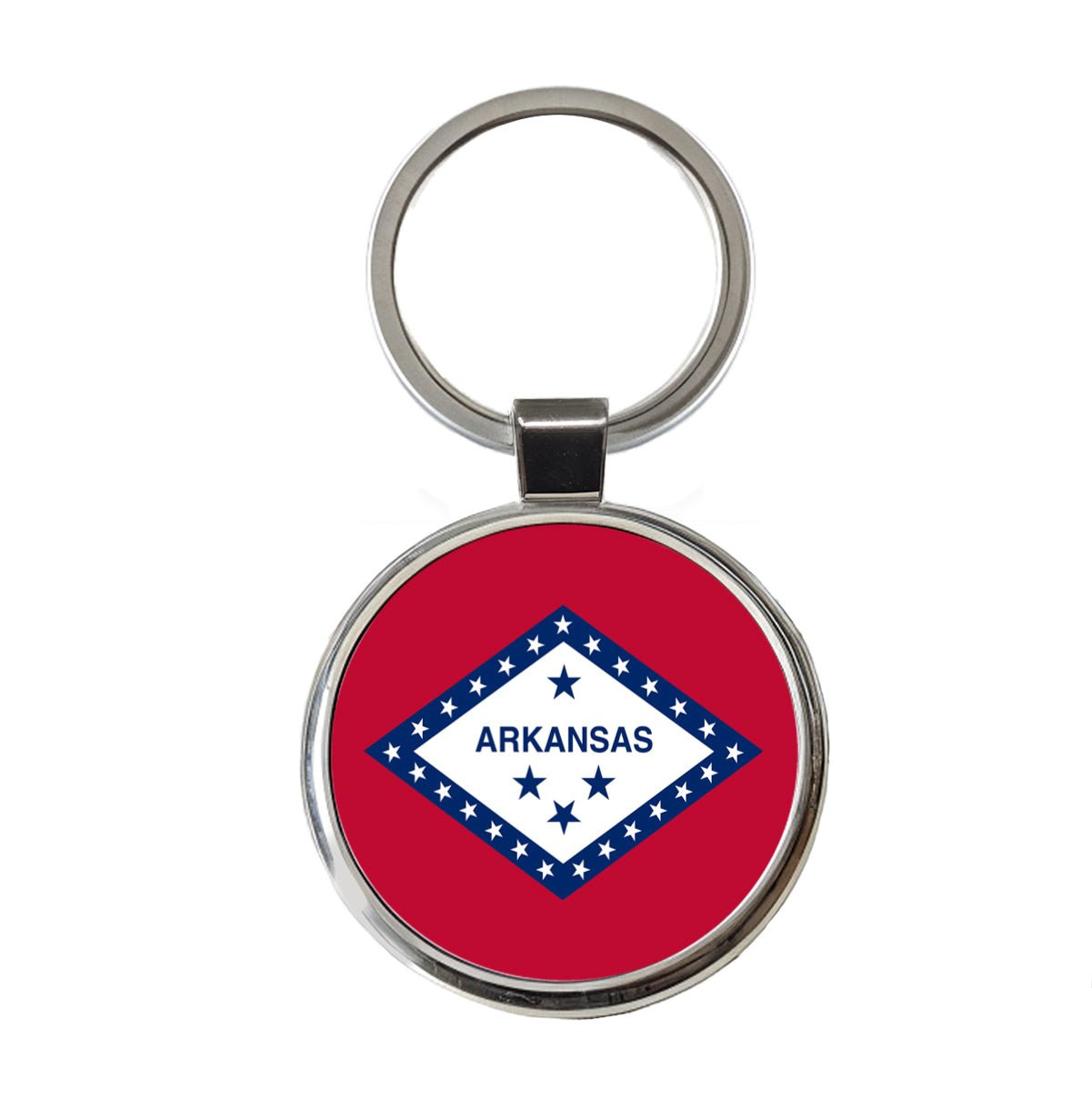 Arkansas AR State Flag Round Metal Keychain