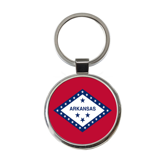 Arkansas AR State Flag Round Metal Keychain