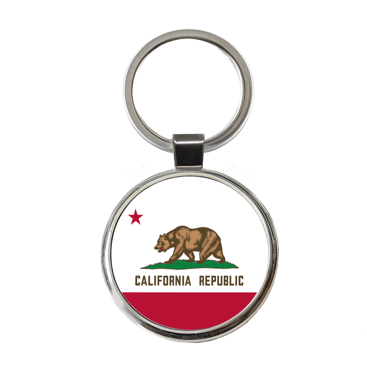 California CA State Flag Round Metal Keychain