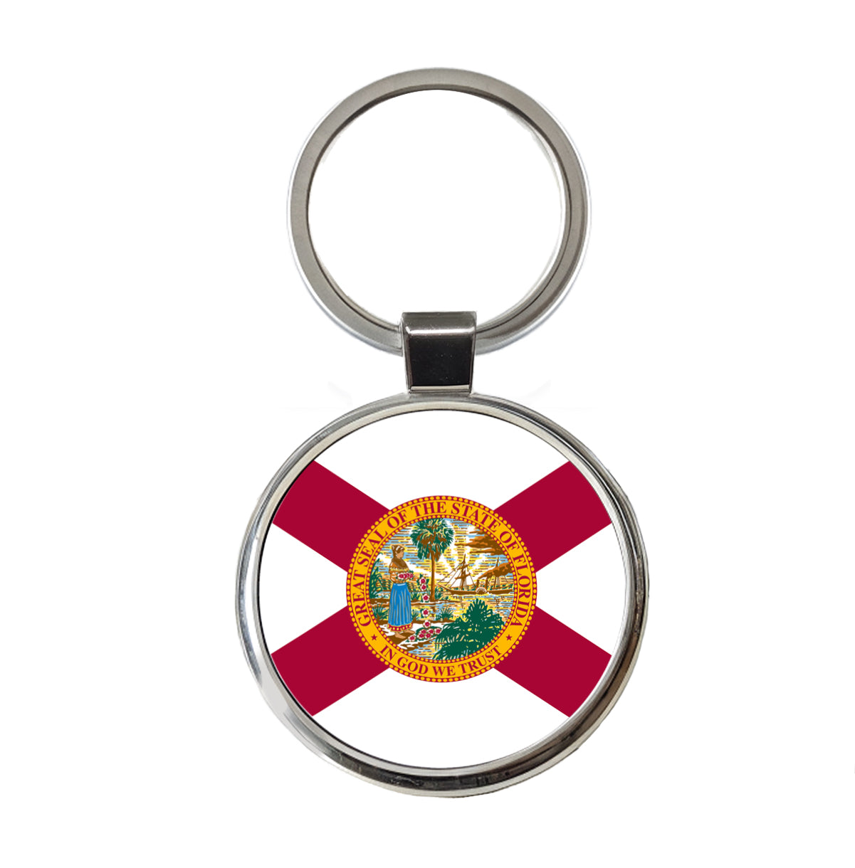 Florida FL State Flag Round Metal Keychain