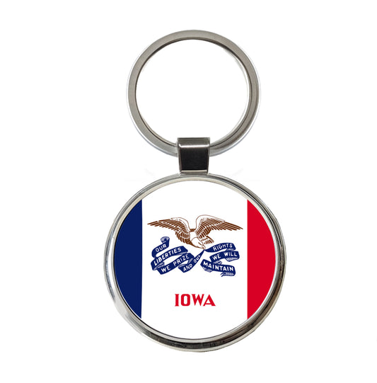 Iowa IA State Flag Round Metal Keychain