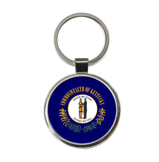 Kentucky KY State Flag Round Metal Keychain