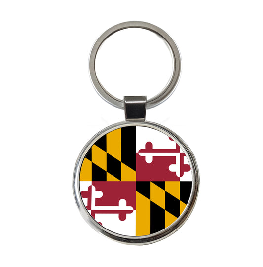 Maryland MD State Flag Round Metal Keychain