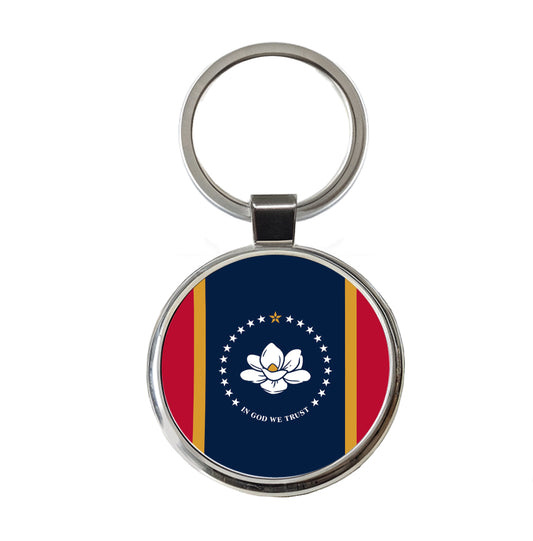 Mississippi MS State Flag Round Metal Keychain