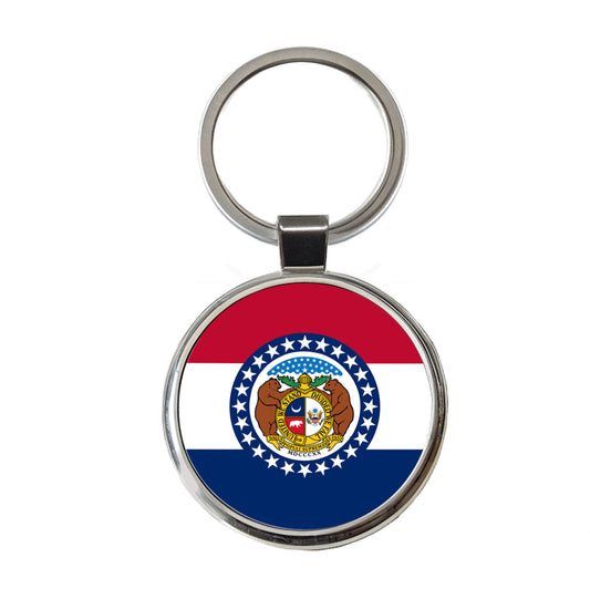 Missouri MO State Flag Round Metal Keychain