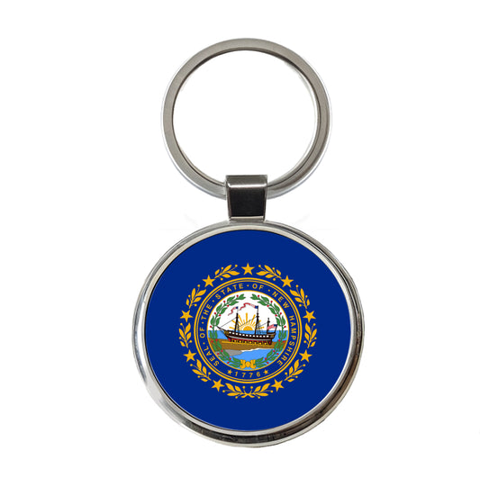 New Hampshire NH State Flag Round Metal Keychain