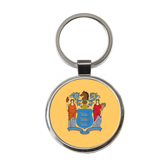 New Jersey NJ State Flag Round Metal Keychain