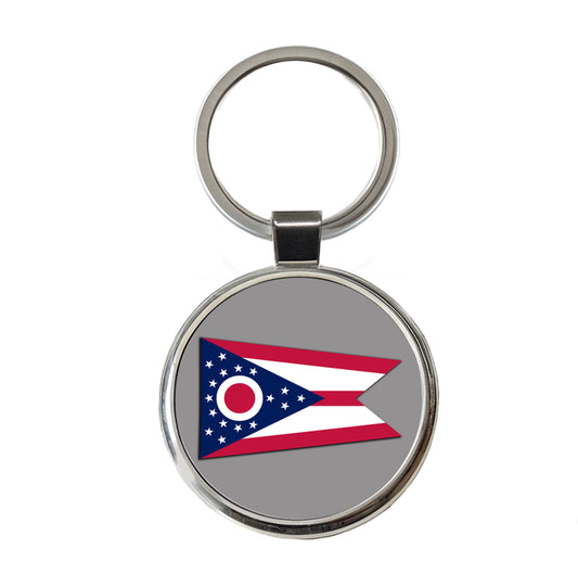 Ohio OH State Flag Round Metal Keychain