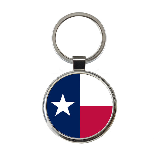 Texas TX State Flag Round Metal Keychain