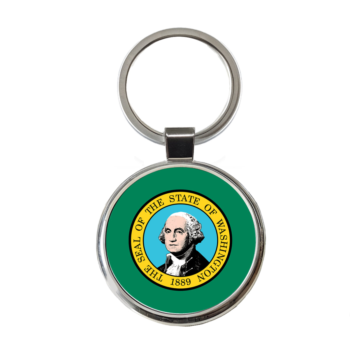 Washington WA State Flag Round Metal Keychain
