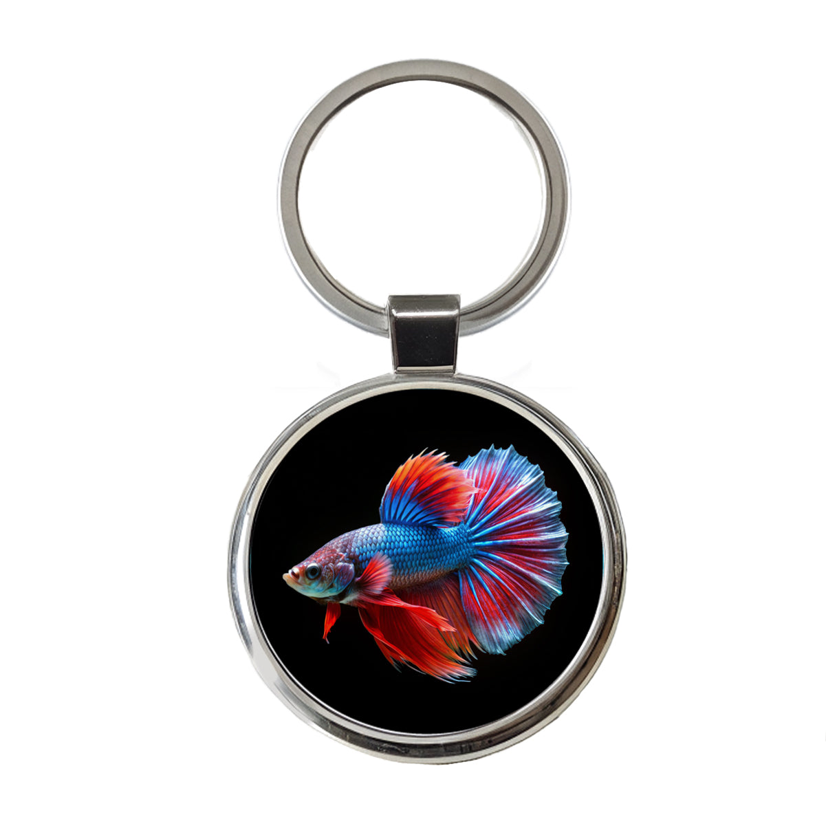 Betta Siamese Fighting Fish Round Metal Keychain