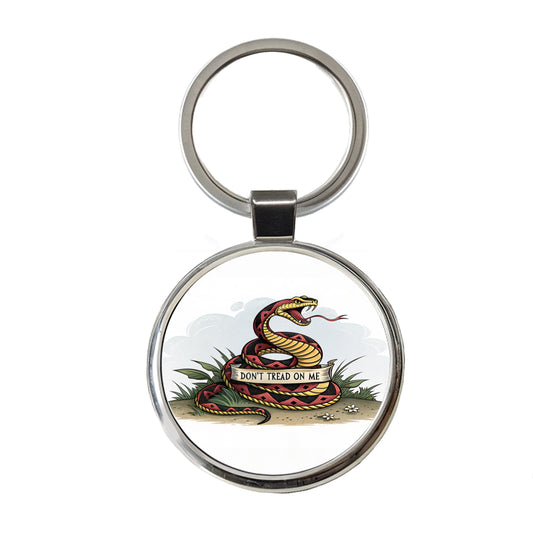 Don't Tread On Me Snake Round Metal Keychain