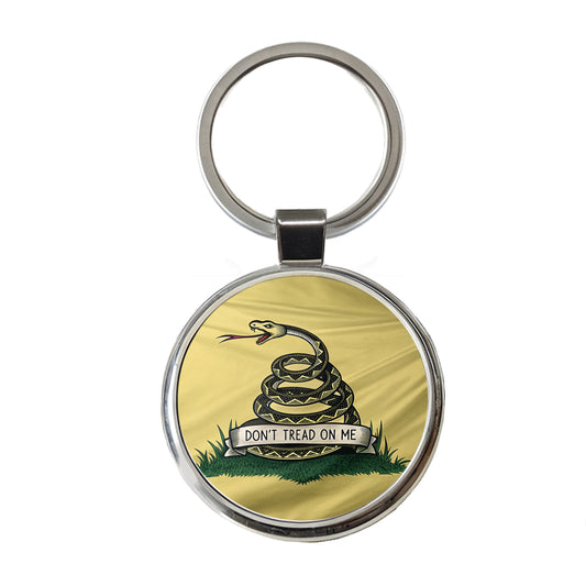 Gadsden Flag Don't Tread On Me Flag Round Metal Keychain