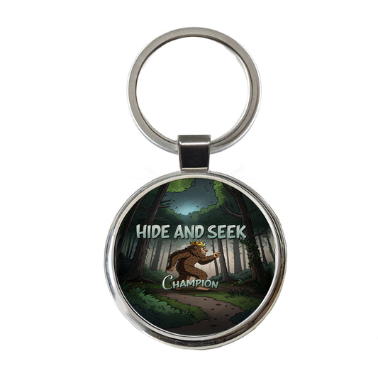 Hide And Seek Champion Big Foot With Crown Round Metal Keychain