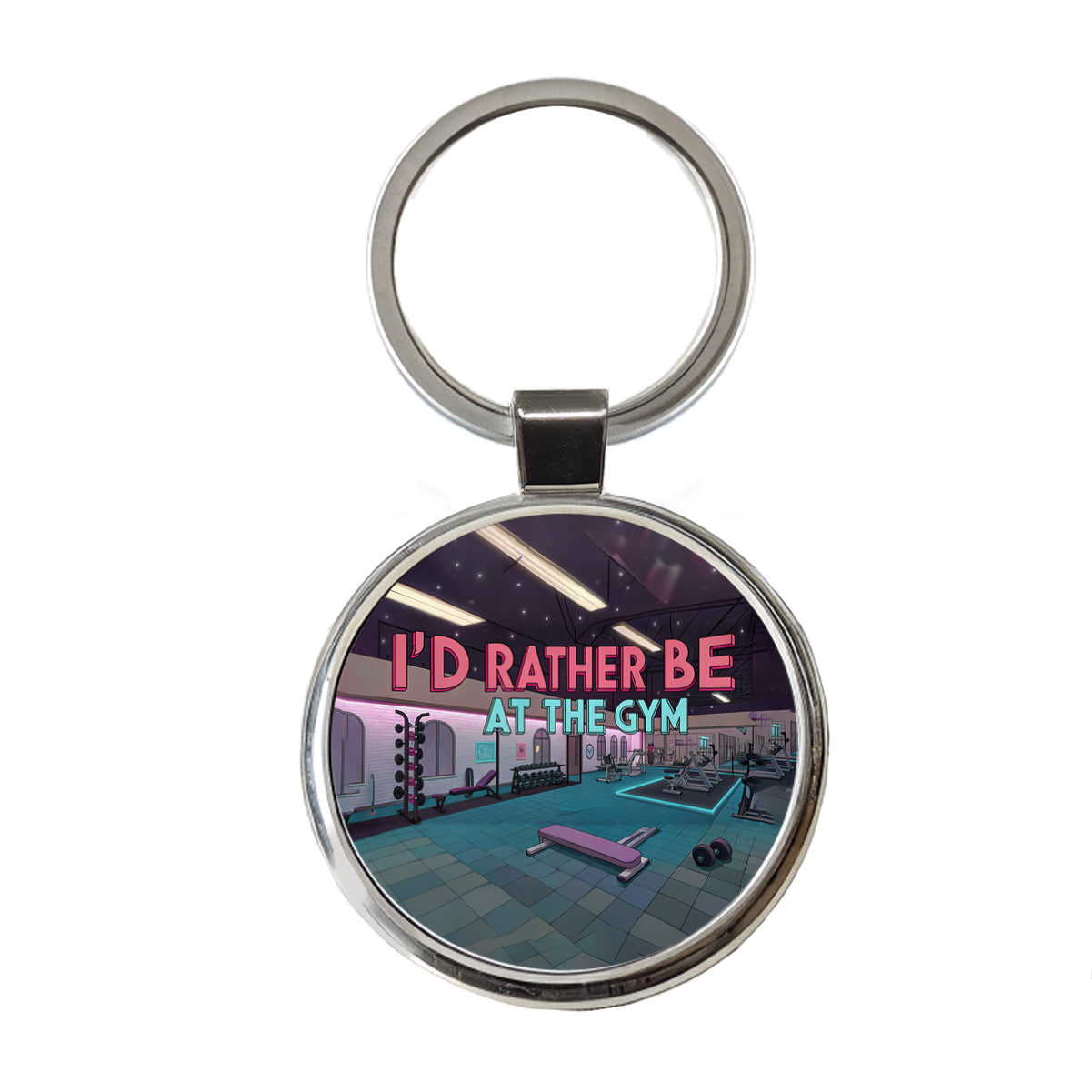 I'd Rather Be At The Gym Round Metal Keychain