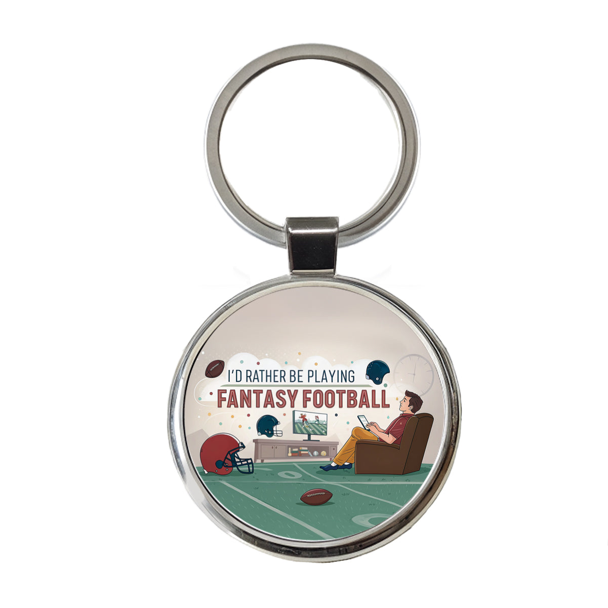 I'd Rather Be Playing Fantasy Football Round Metal Keychain
