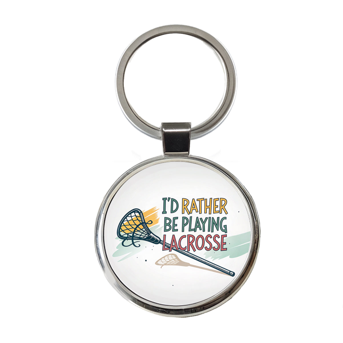 I'd Rather Be Playing Lacrosse Round Metal Keychain