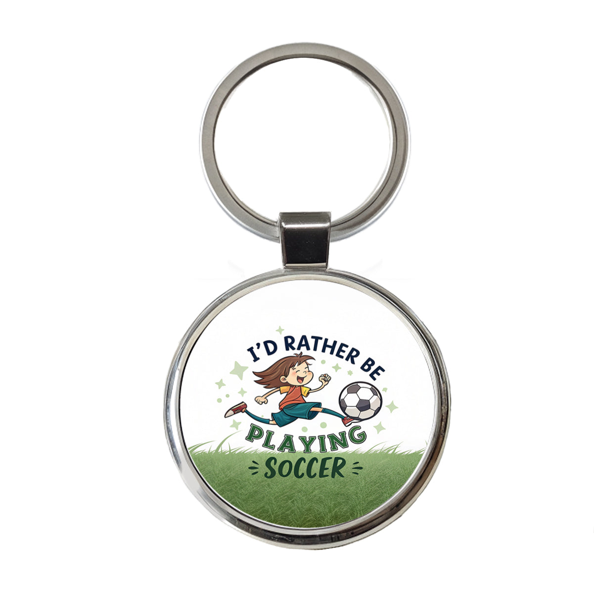I'd Rather Be Playing Soccer Round Metal Keychain
