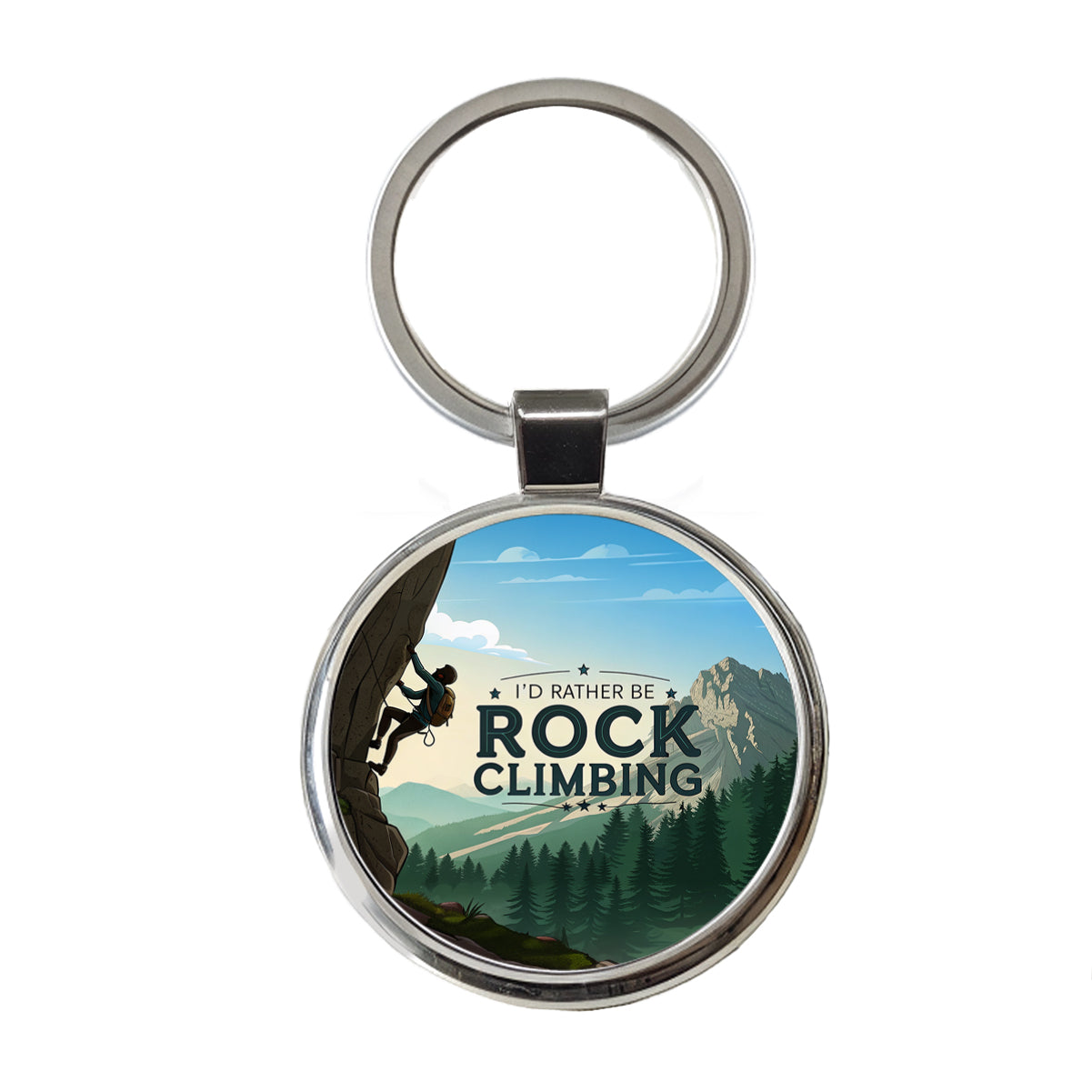 I'd Rather Be Rocking Climbing Round Metal Keychain
