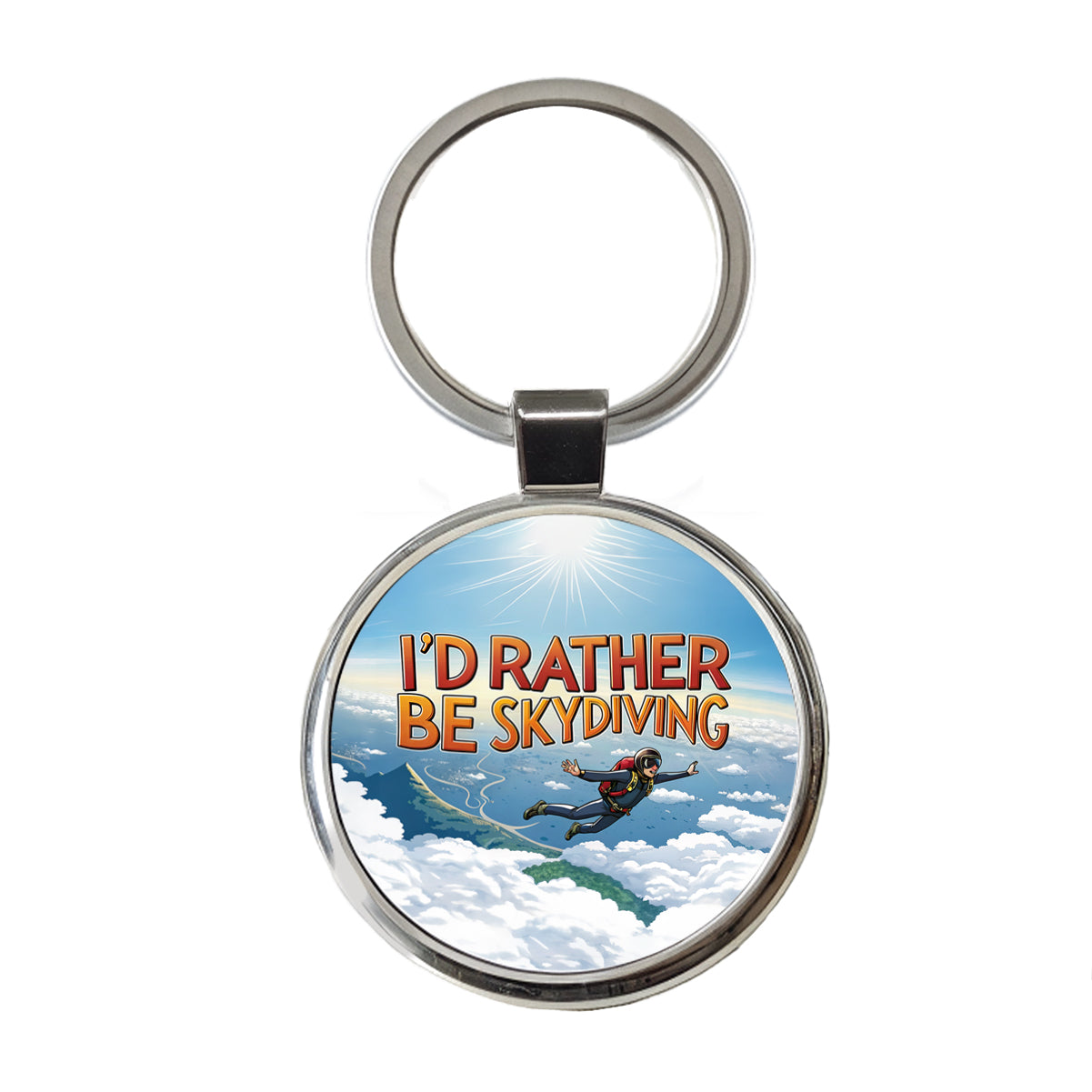 I'd Rather Be Skydiving Skydiver Round Metal Keychain