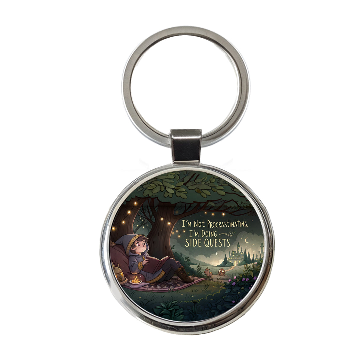 I'm Not Procrastinating Doing Side Quests Funny Fantasy Round Metal Keychain