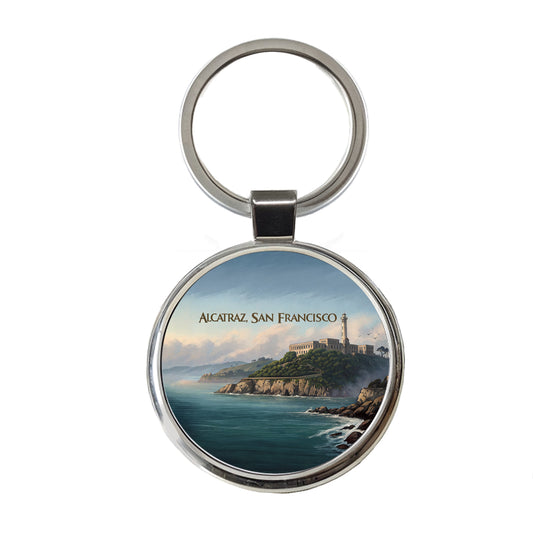 Alcatraz Prison Island San Francisco Round Metal Keychain