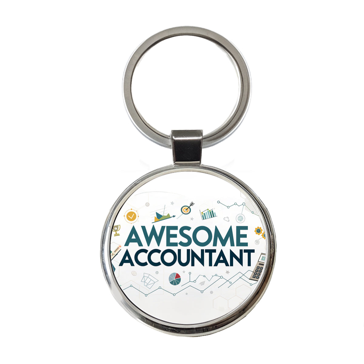 Awesome Accountant Inspirational Round Metal Keychain