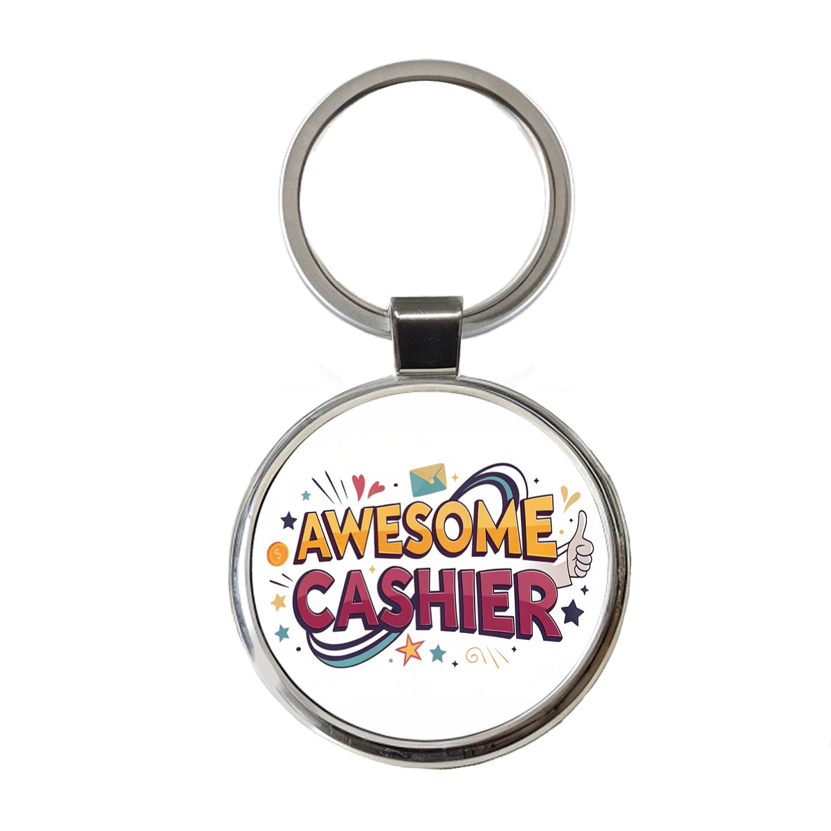 Awesome Cashier Inspirational Round Metal Keychain