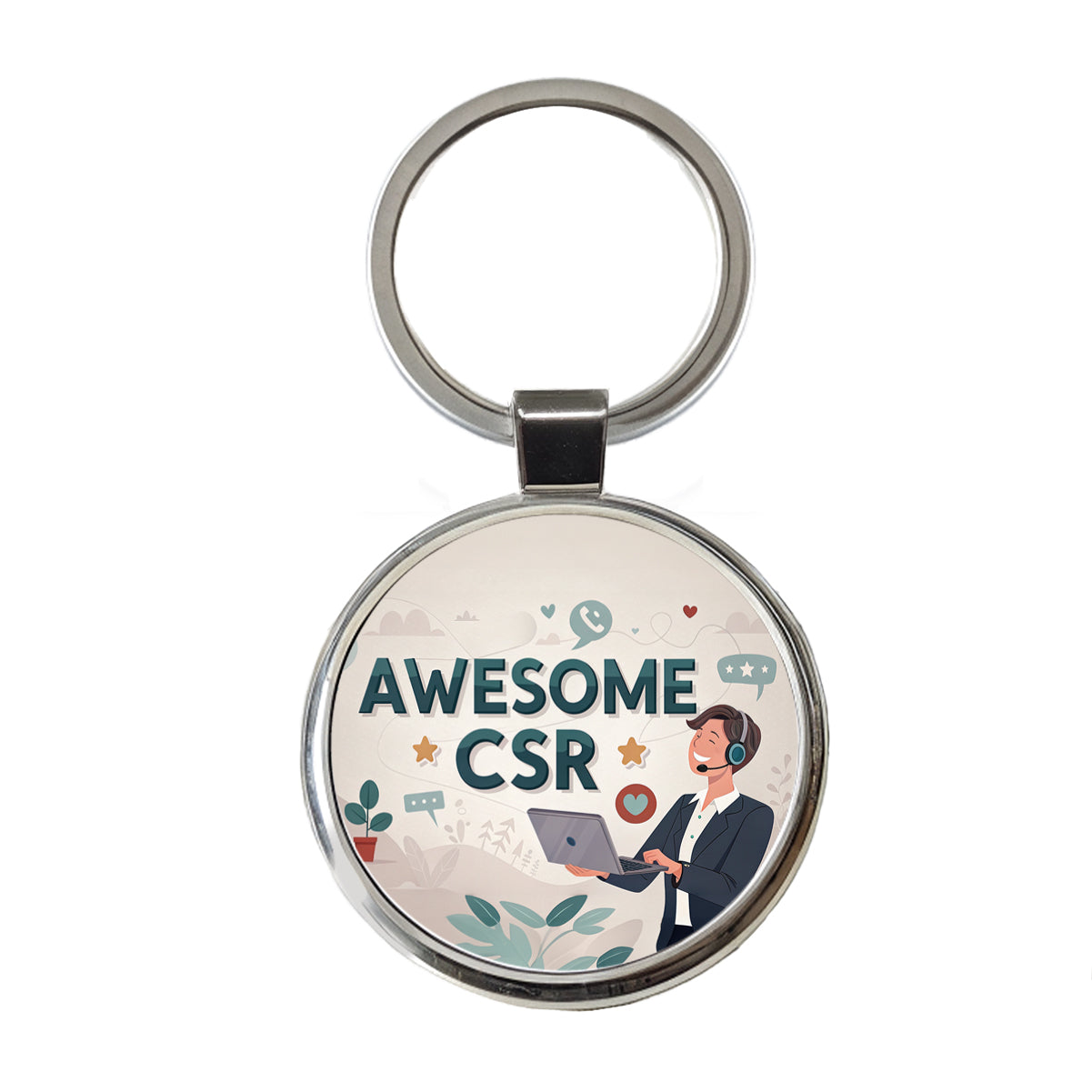 Awesome CSR Customer Service Rep Inspirational Round Metal Keychain