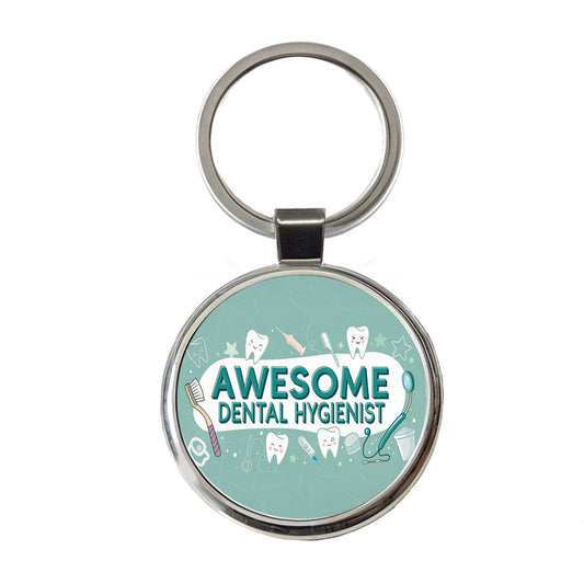 Awesome Dental Hygienist Inspirational Round Metal Keychain