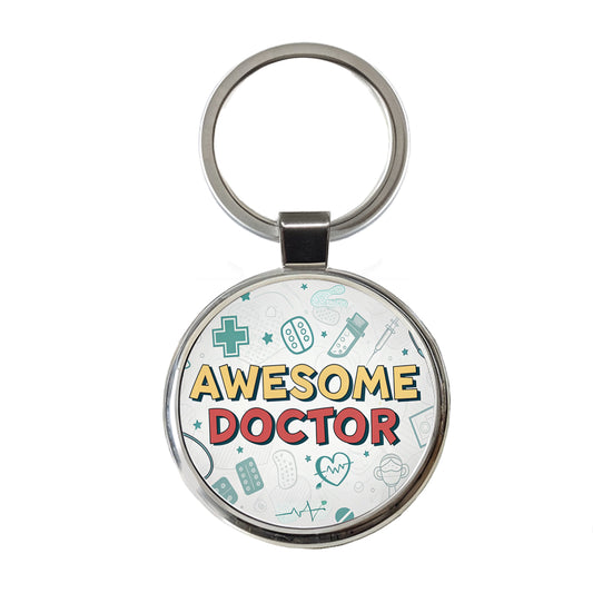 Awesome Doctor MD Inspirational Round Metal Keychain